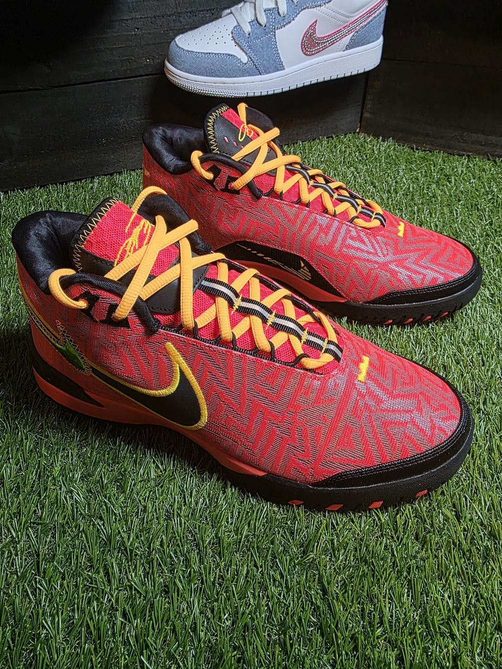 Nike Kids' Red & Yellow Performance Basketball Shoes